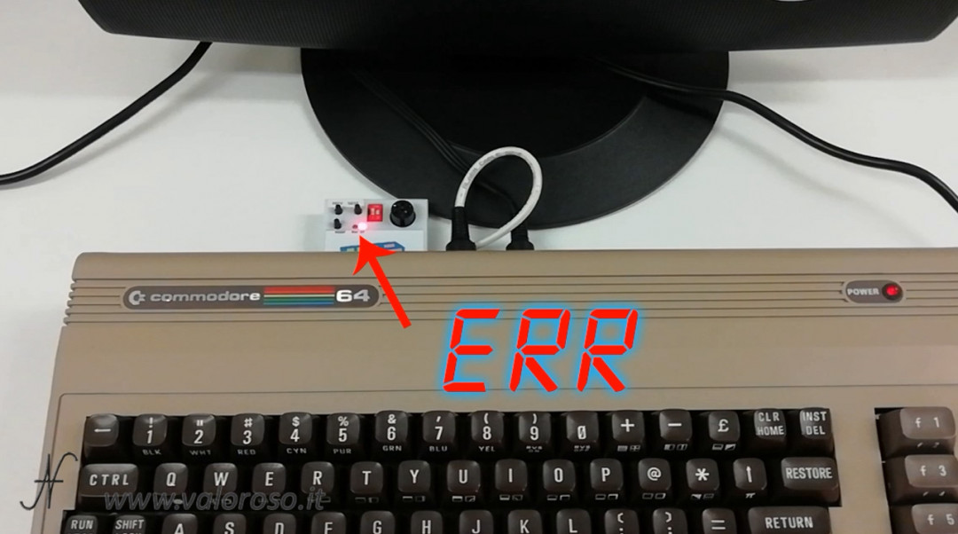 Basic Commodore 2 programming course, error while saving a file, red LED flashes