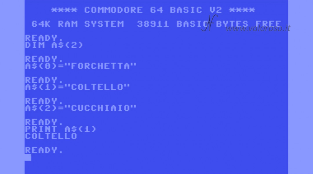 Basic programming course Commodore QB64 4, DIM array vectors