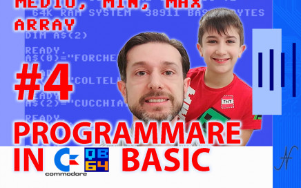 Video course on Commodore QB64 4 Basic language, DIM array vectors max min average value min max sequence of numbers