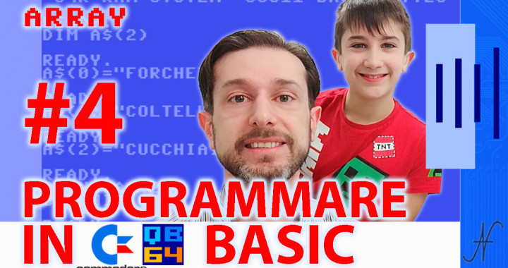 Video course on Commodore QB64 4 Basic language, DIM array vectors max min average value min max sequence of numbers