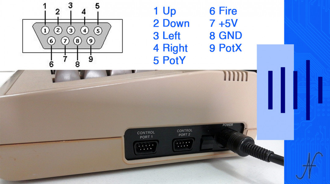 Commodore 64 paddle, PotX PotY input port joystick control port, analog inputs, potentiometer