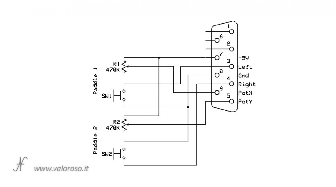 Build a Paddle for Arkanoid, Commodore 64, scheme control port paddle potentiometer switch, DIY, self-made, DIY