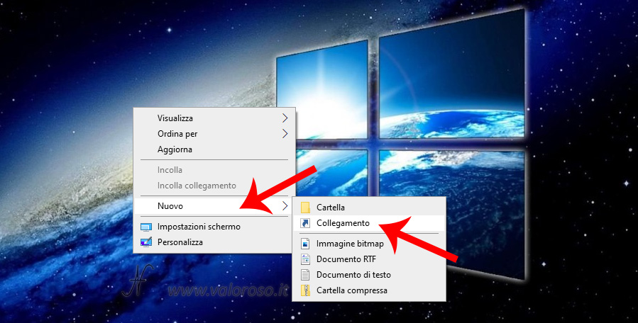 How to create a new shortcut on the Windows 10 desktop