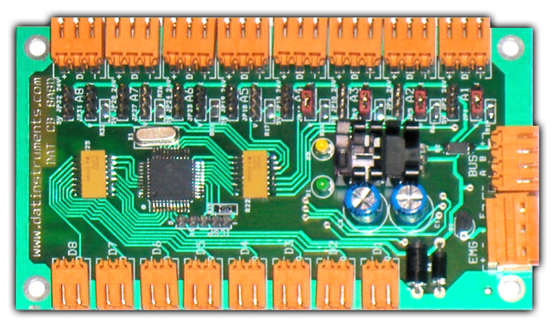 DAT CB 8A8D, DAT instruments, input board 8 analog 8 digital, DAT CB programmable controllers, by Amedeo Valoroso