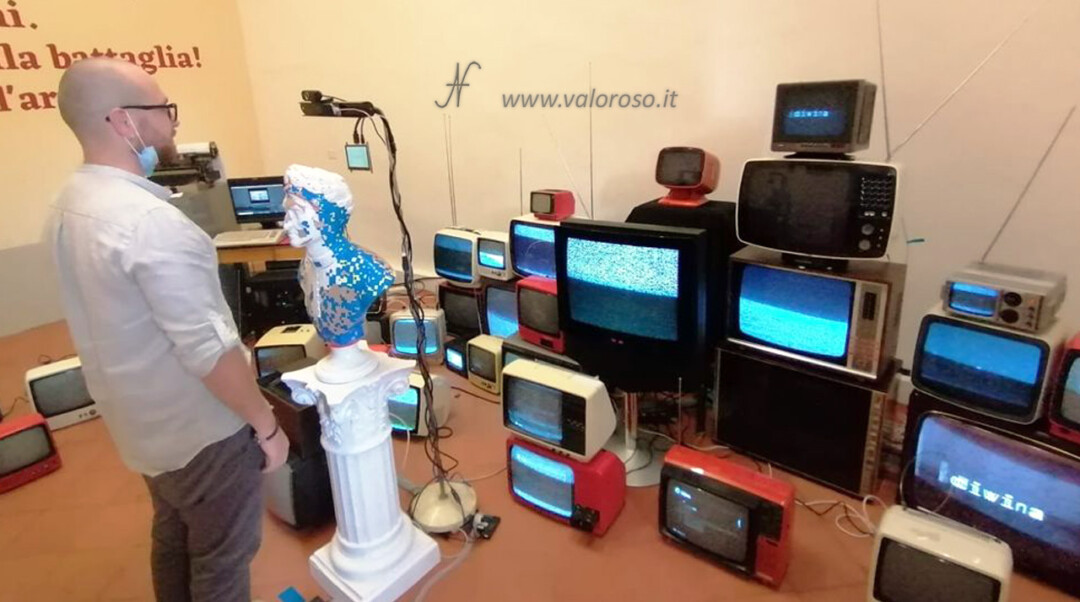 Divina!, art installation, University of Pisa, Retro Printer Commodore 64 teletype VB6 Dante Alighieri Divine Comedy, facial recognition sensor