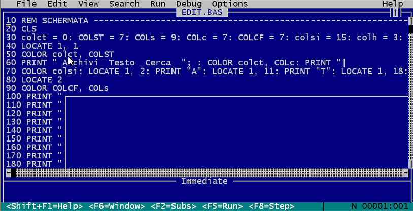 MULTITASK EDITOR, text editor, text editor, Amedeo Valoroso, QBasic, Microsoft QuickBASIC