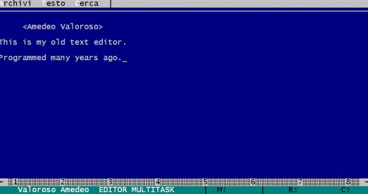 EDITOR MULTITASK, text editor, Amedeo Valoroso, QBasic, Microsoft QuickBASIC