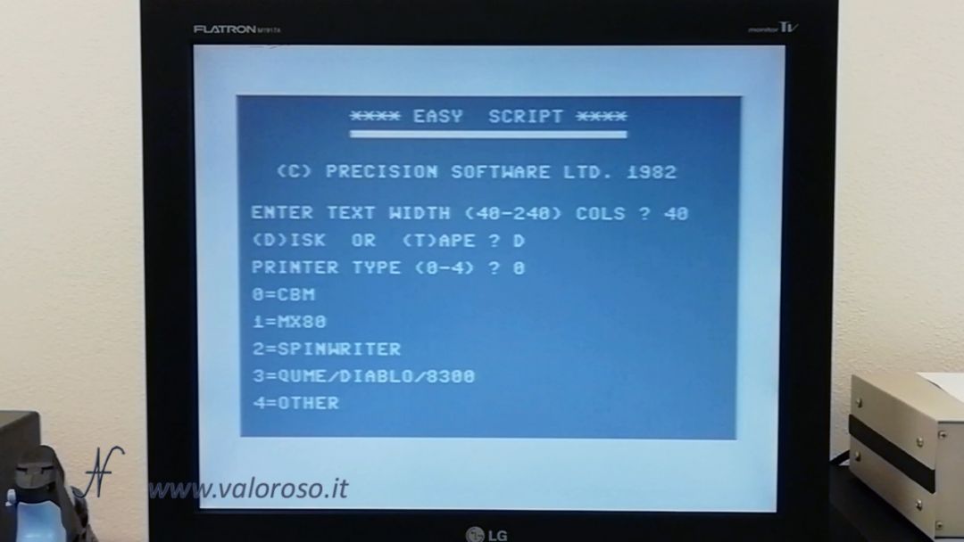 Easy Script Commodore 64, video writing program, writing a letter from the 80s, EasyScript, 1982, Precision Software Ltd UK, Simon Tranmer