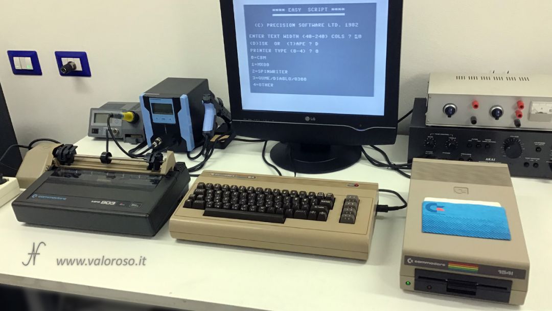 Easy Script Commodore 64, video scrittura, Commodore MPS 803, Commodore 1541, stampante aghi, documento