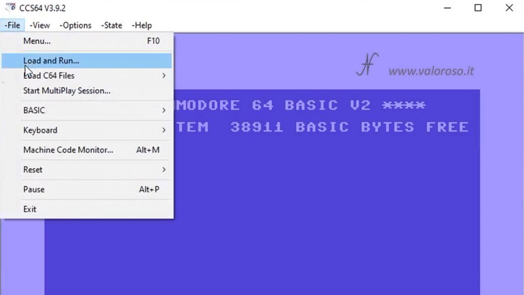 Emulatore CCS64, eseguire avviare programmi giochi utility per Commodore 64 su PC Windows 10, , Load and Run file D64 disk image D64