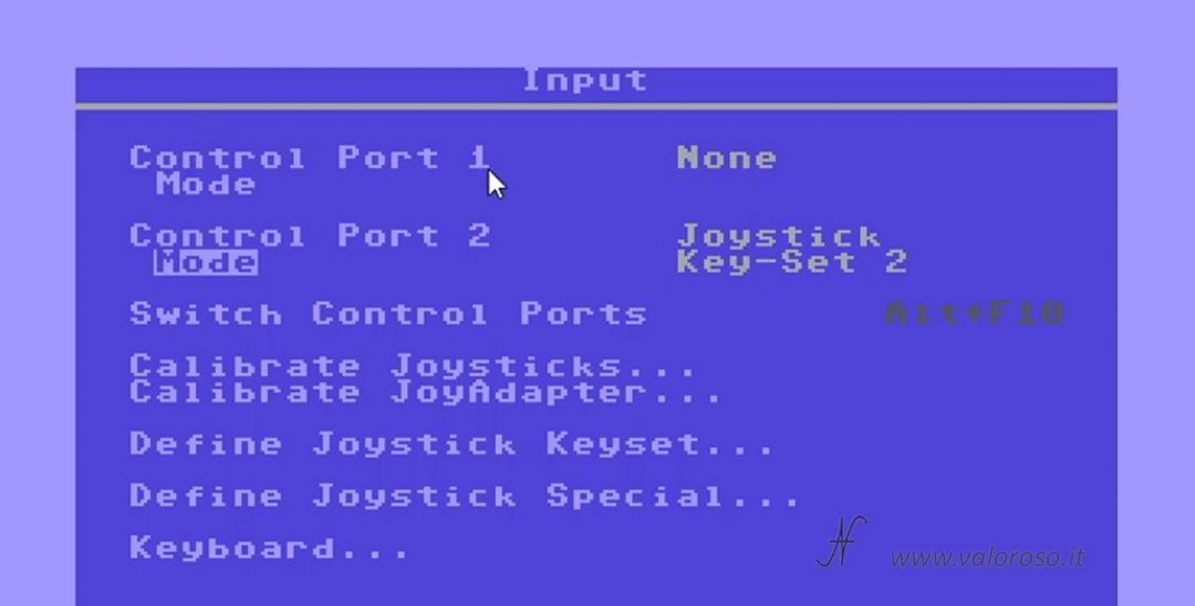 Emulatore CCS64, configurazione, setup, configurare input joystick, eseguire avviare programmi giochi utility per Commodore 64 su PC Windows 10, impostare joystick porta 2 numpad tastierino numerico. CCS64 - A Commodore 64 Emulator - By Per Håkan Sundell