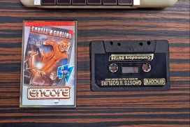 Ghosts 'n Goblins videogame, cassette tape, Encore, Commodore 1531 C2N datassette