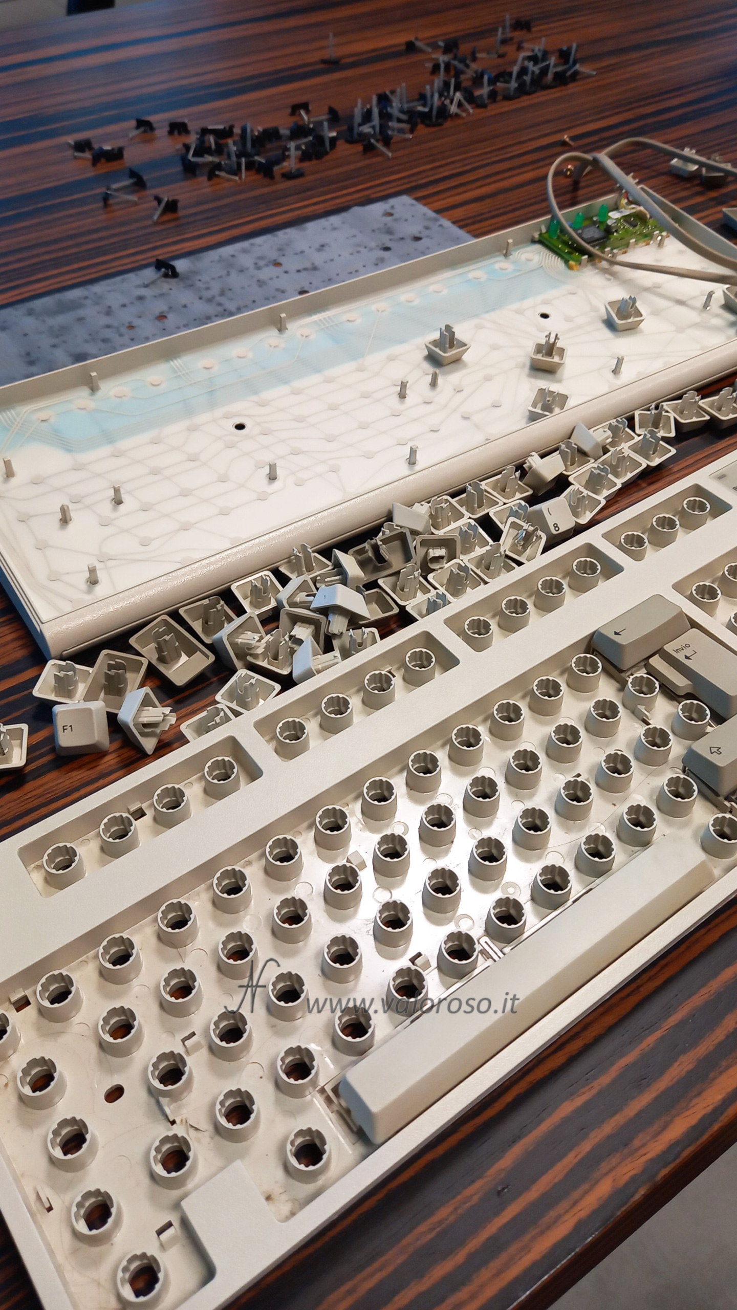 IBM PS/1 keyboard model M2 2, disassembly and repair, buckling springs, caps, membrane