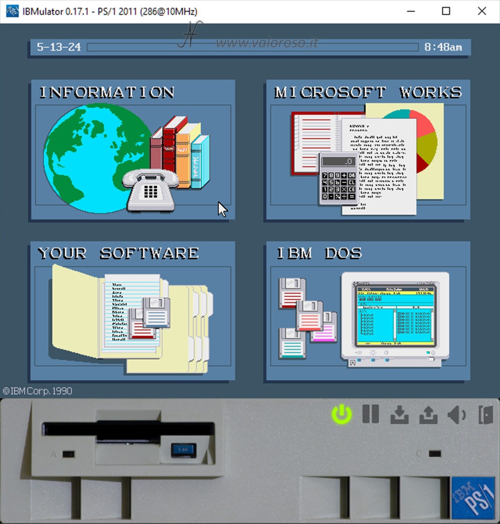 IBMulator IBM mulator, IBM PS/1 model 2011, Intel 286, Intel 386, emulatore per PC Windows e Linux, emulare l'IBM PS/1