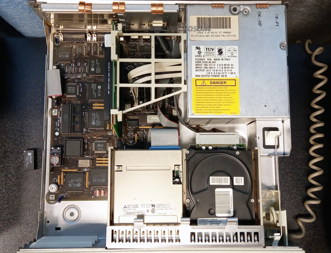 IBM PS/2 model 30 286, Intel 286, hard disk, floppy disk, power supply, internal, motherboard, riser card, 16-bit ISA slot