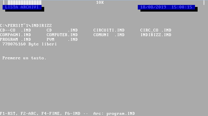 INDIRIZZ, Amedeo Valoroso, Archiving Program, Database, GwBasic, TurboBasic