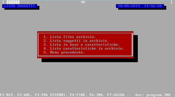 INDIRIZZ, Amedeo Valoroso, Archiving Program, Database, GwBasic, TurboBasic