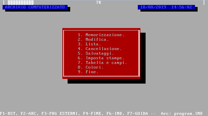 INDIRIZZ, Amedeo Valoroso, archiving program, database, GwBasic archive, TurboBasic