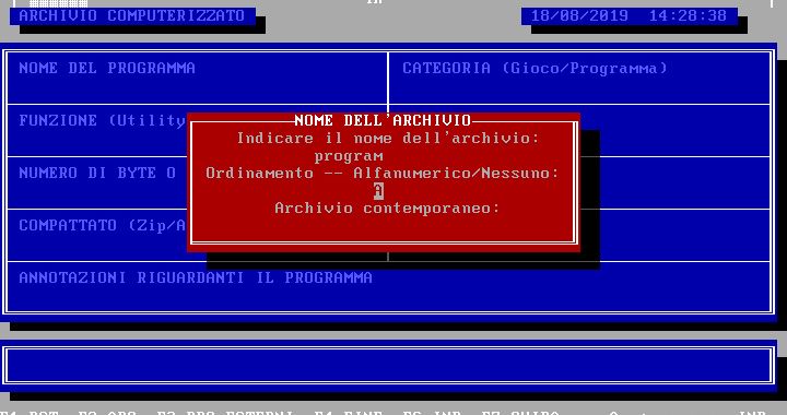 INDIRIZZ, Amedeo Valoroso, Archiving Program, Database, GwBasic, TurboBasic