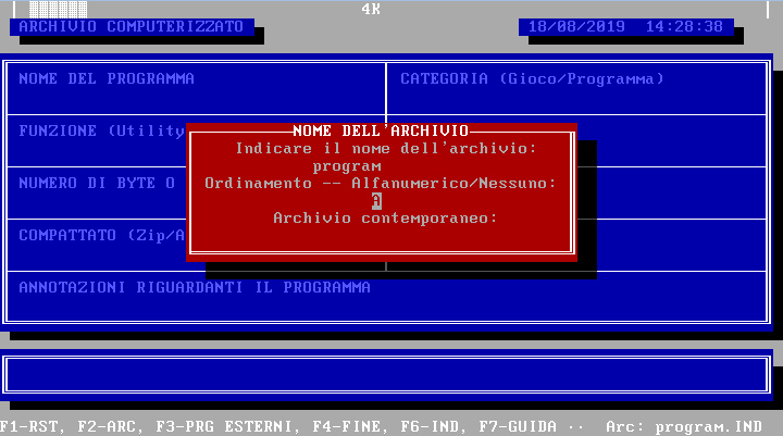 INDIRIZZ, Amedeo Valoroso, Archiving Program, Database, GwBasic, TurboBasic