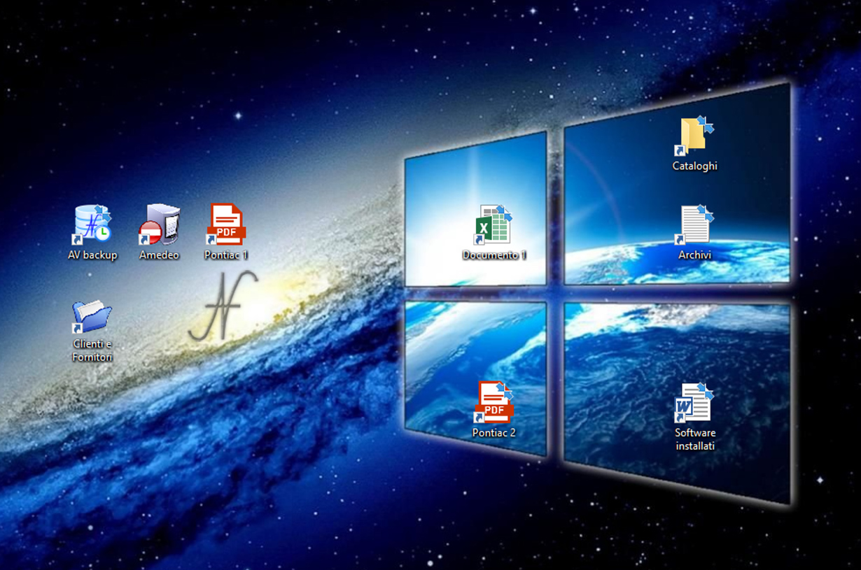 Icone desktop Windows 10, rimozione, cancellazione, compressione frecce blu, freccia collegamento