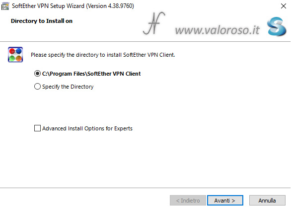 Install SoftEther VPN Client Setup Wizard, directory to install, Connect a remote computer to the VPN