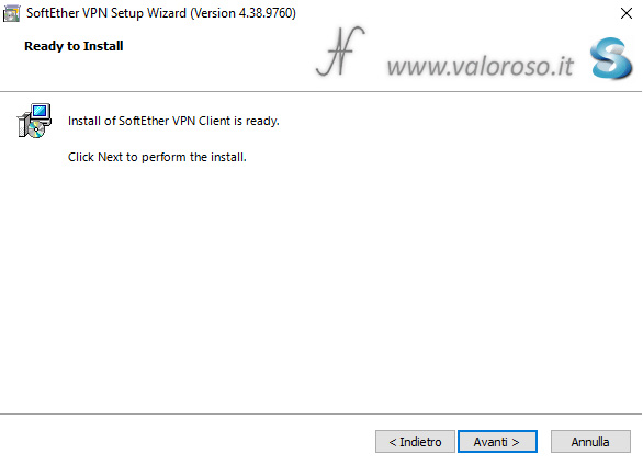 Installare SoftEther VPN Client Setup Wizard, install ready, click next, Connettere un computer remoto alla VPN