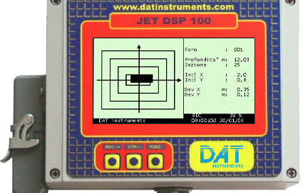 DAT instruments, JET DSP 100 D, dwalls datalogger, diaphragm walls, dwalls, sensors, inclination, rotation, compass, tilt, depth, encoder, LCD, computer, keyboard, display