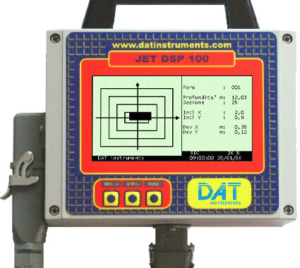 DAT instruments, JET DSP 100 D, dwalls datalogger, diaphragm walls, dwalls, sensors, inclination, rotation, compass, tilt, depth, encoder, LCD, computer, keyboard, display