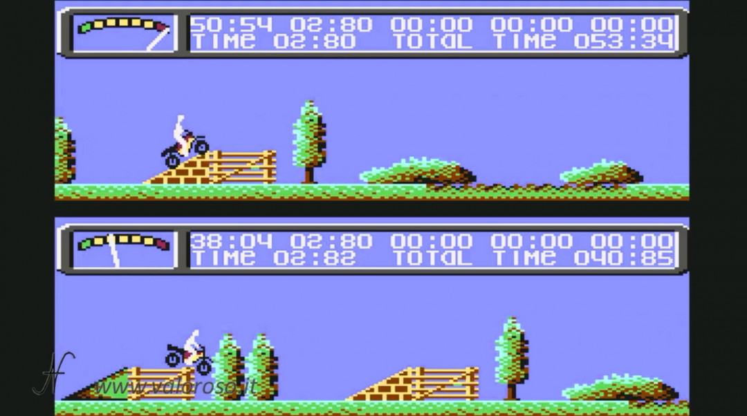 KikStart 2 KickStart II Kick-Start video game Commodore 64 vintage motocross race motorcycle retro game, match, two players, trial, motorcycles, motocross, obstacles, jump