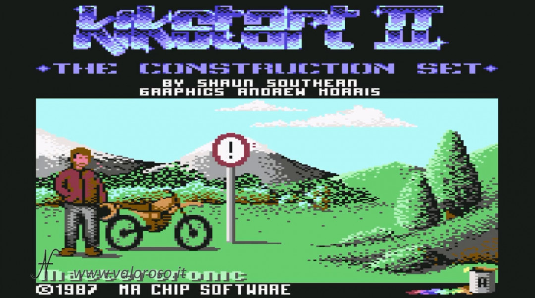 KikStart 2 KickStart II Kick-Start Kik-Start videogioco Commodore 64 motocross vintage moto motociclette trial retro game garaShaun Southern, Mr. Chip Software, MasterTronic