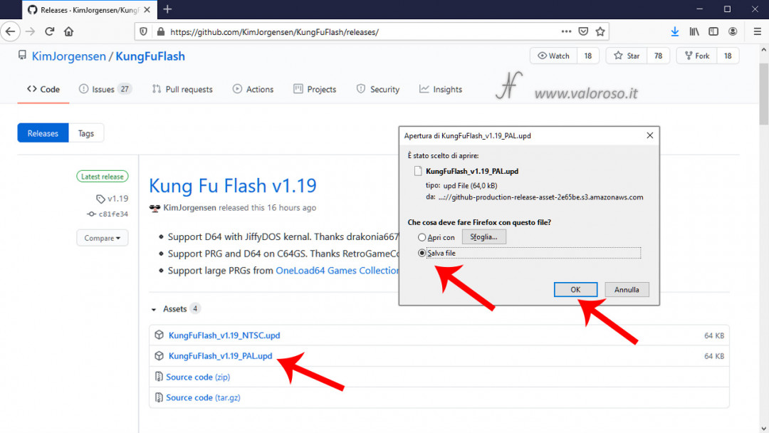 Kung Fu Flash firmware update GitHub KimJorgensen, Commodore 64, hi UPD files, latest software version, 1.16, 1.17, 1.18, 1.19