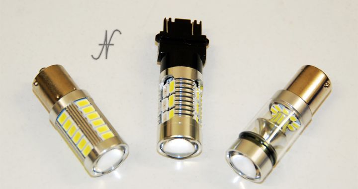 LED bulbs for cars, reverse gear, position lights, arrows, T20, W21W, BA15S, BAU15S, working