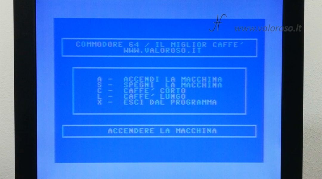 Macchina da caffè comandata dal Commodore 64, programma Basic caffe.prg caffè.txt, il miglior caffè