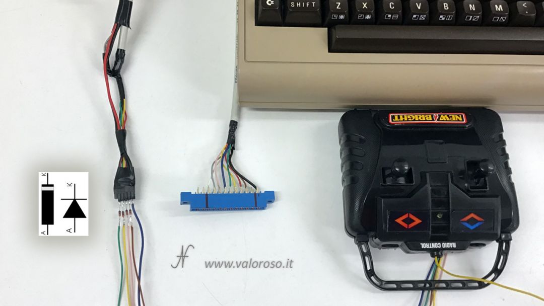 Commodore 64 remote controlled car, user port diodes