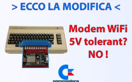 Modifica modem WiFi Commodore 64, NodeMCU, ESP8266, 5V tolerant? No! 3.3V. Modifica con diodo su RX