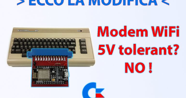 Change WiFi modem Commodore 64, NodeMCU, ESP8266, 5V tolerant? No! 3.3V. Modification with diode on RX