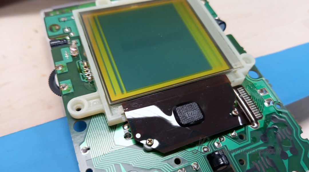 Check the screen with dark contrast, you can see the vertical lines of missing pixels.