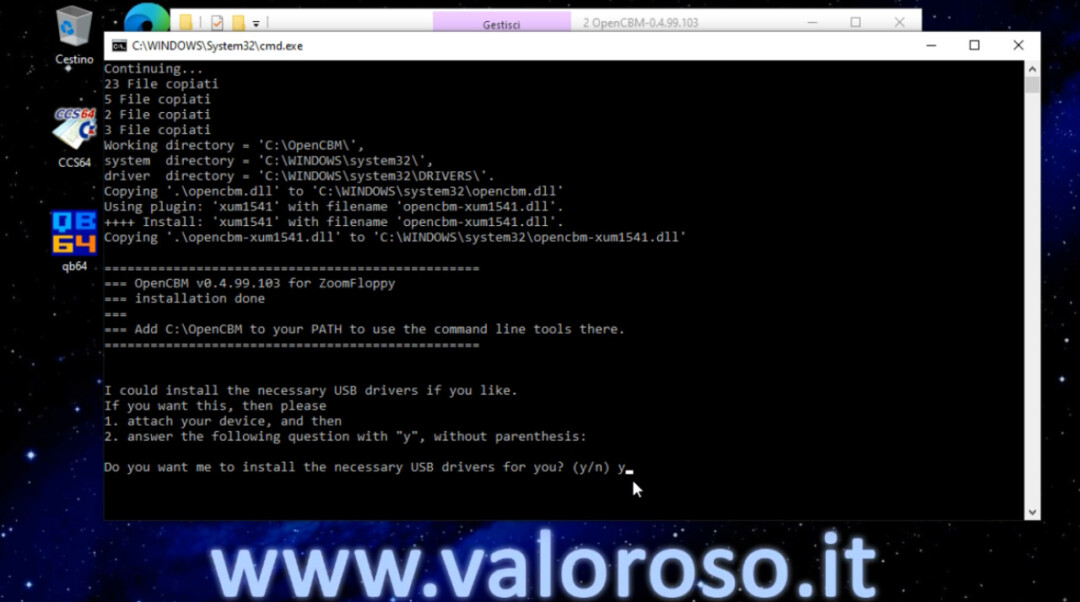 OpenCBM Spiro Trikaliotis XUM1541 installazione Windows 10, installare driver install