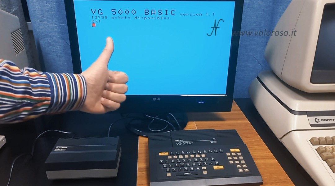 Philips VG 5000, VG5000, VG5K, vintage computer works, VG 5000 BASIC version 1.1, 13758 octets available, Ok!