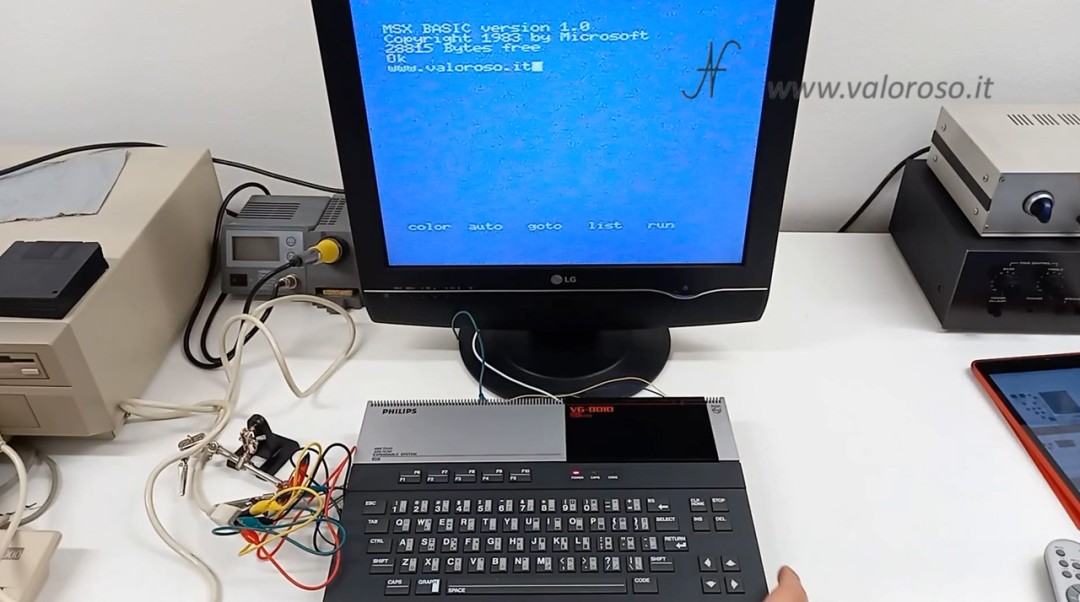 Philips VG 8010, VG-8010, VG8010, MSX, prova computer, accensione, Basic 1.0 1983 Microsoft, interferenze sul monitor