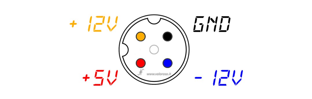 Philips VG-5000 VG-8010 power connector pinout, power connector pinout seen from the back of the computer or from the contact side of the steering wheel connector. 5V 12V