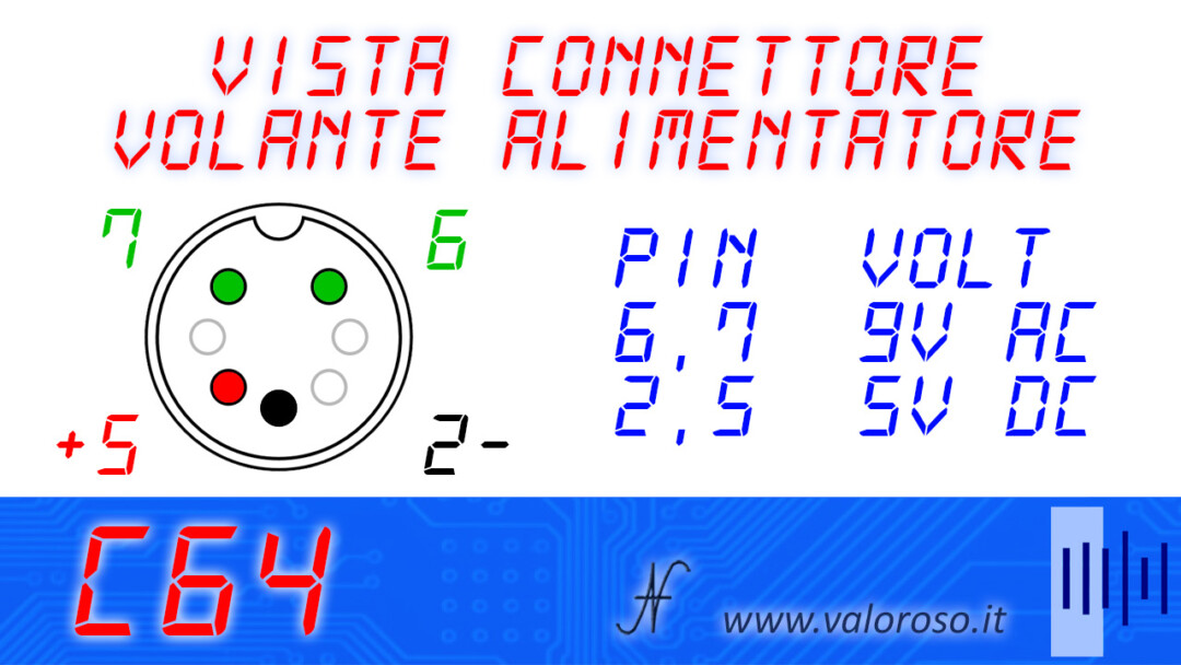 Pinout pins round DIN connector power supply power supply C64 Commodore 64 Vic20