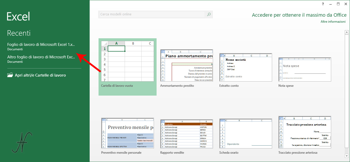 Privacy Windows 10, documenti recenti, Microsoft Office Excel