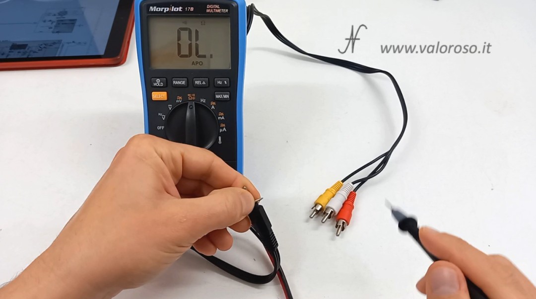 Test the audio video cable before soldering, RCA connectors and jack