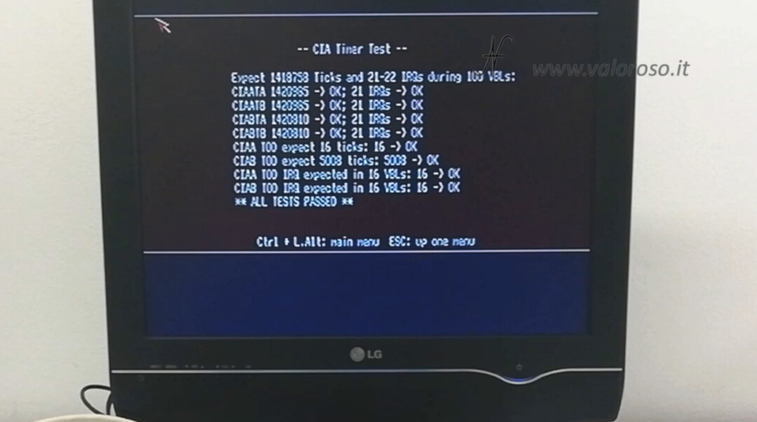 Prova test riparazione Amiga 500 Commodore A500, AmigaTestKit, Amiga Test Kit, diagnostica CIA precision timers