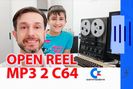 Open reel reel recorder connected to Commodore 64 MP32C64 C64, Philips N4504 Aristona EW5504, data cassette holder