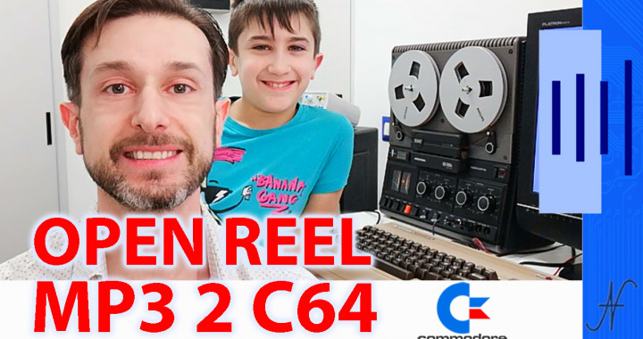 Registratore a bobine open reel collegato al Commodore 64 MP32C64 C64, Philips N4504 Aristona EW5504, porta datassette