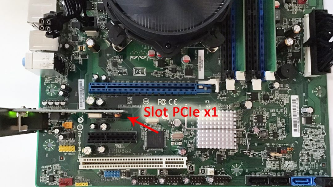 Rimozione dispositivi inutilizzati, spostamento scheda di rete Realtek PCIe slot x1, cambio sostituzione hardware