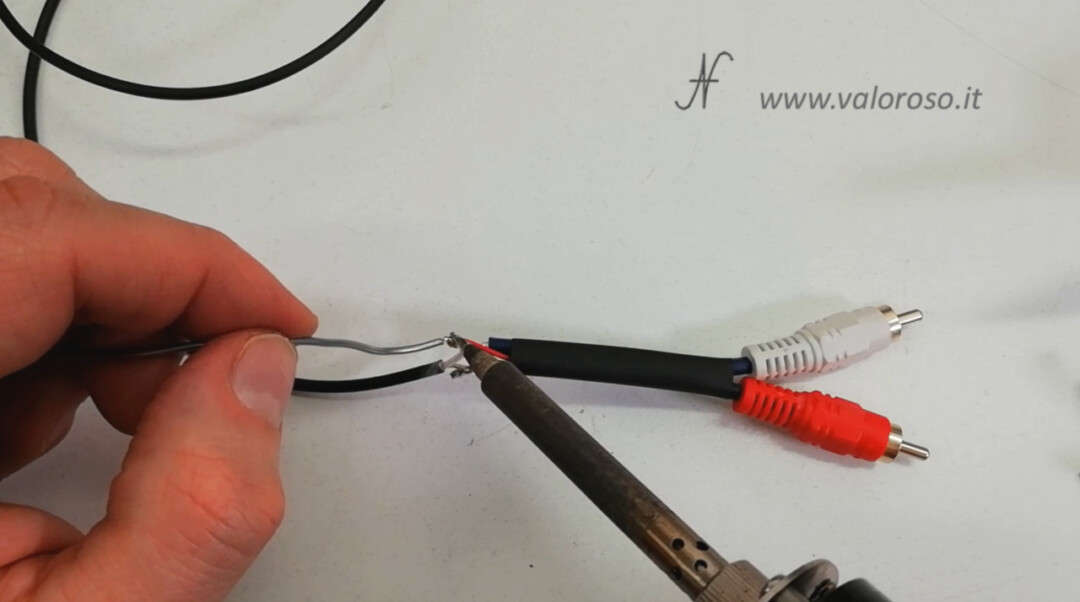 Solder RCA audio connectors to connect the Commodore 64 to the TV amplifier red white signals ground